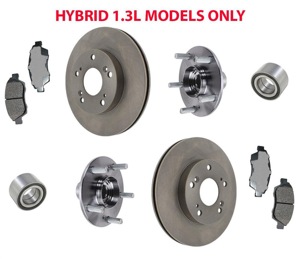 Rodamientos de cubo de rueda delantera, pastillas de freno y rotores para Honda Civic 1.3L 06-11