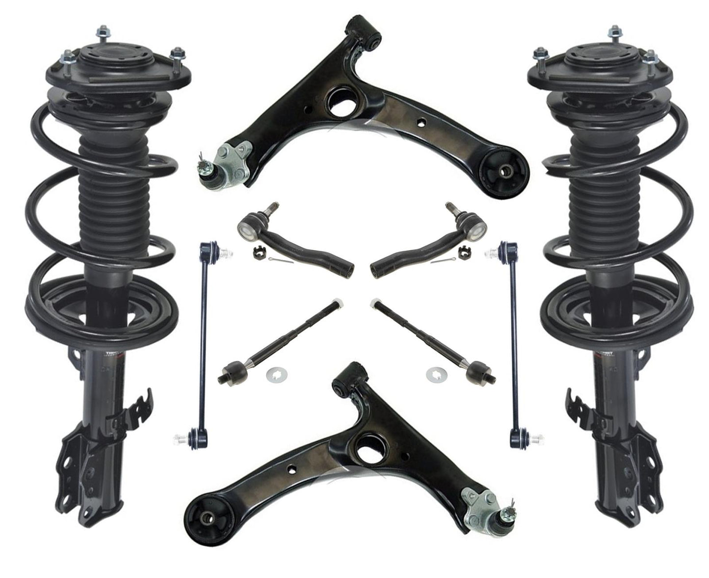Fits 03-08 Toyota Corolla Front Struts Lower Control arms Tie Rods & Links