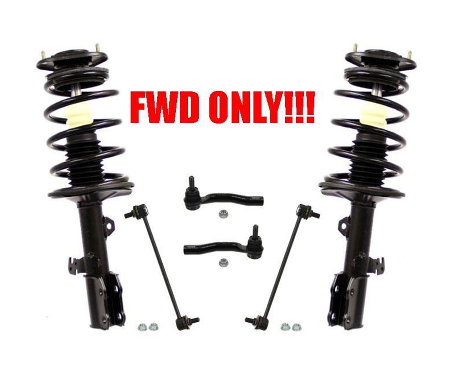 Front Complete Strut Coil Spring Tie Rods Links Fits Toyota Corolla 2003-2008