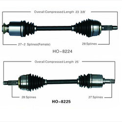 Complete CV Drive Axles for Honda Civic Si 2.0L 6 Speed Manual 06-11