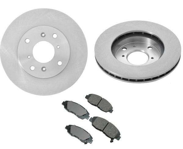 Fits 98-02 Honda Accord 4 Door 4 Cylinder (2) Front Brake Rotors & Ceramic Pads
