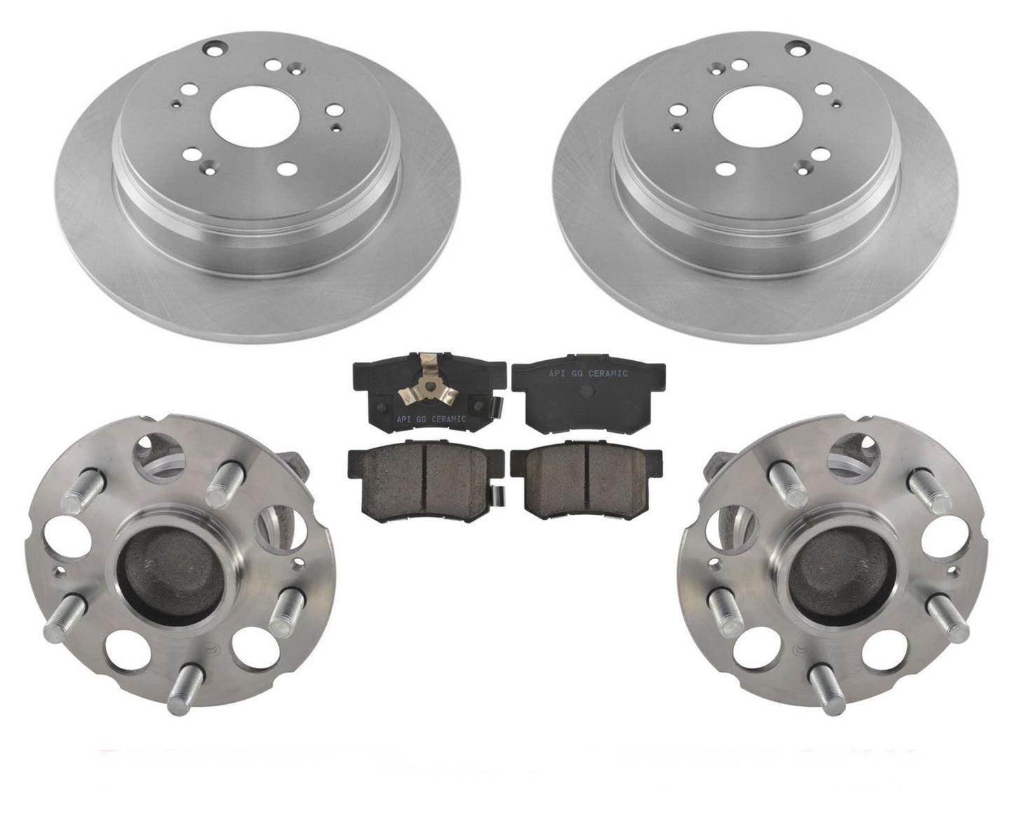 Rodamientos de cubo de rueda trasera, pastillas de freno, rotores para Honda CRV de tracción delantera 07-11