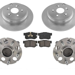 Rear Wheel Hub Bearings Brake Pads Rotors For 07-11 Front Wheel Drive Honda CRV