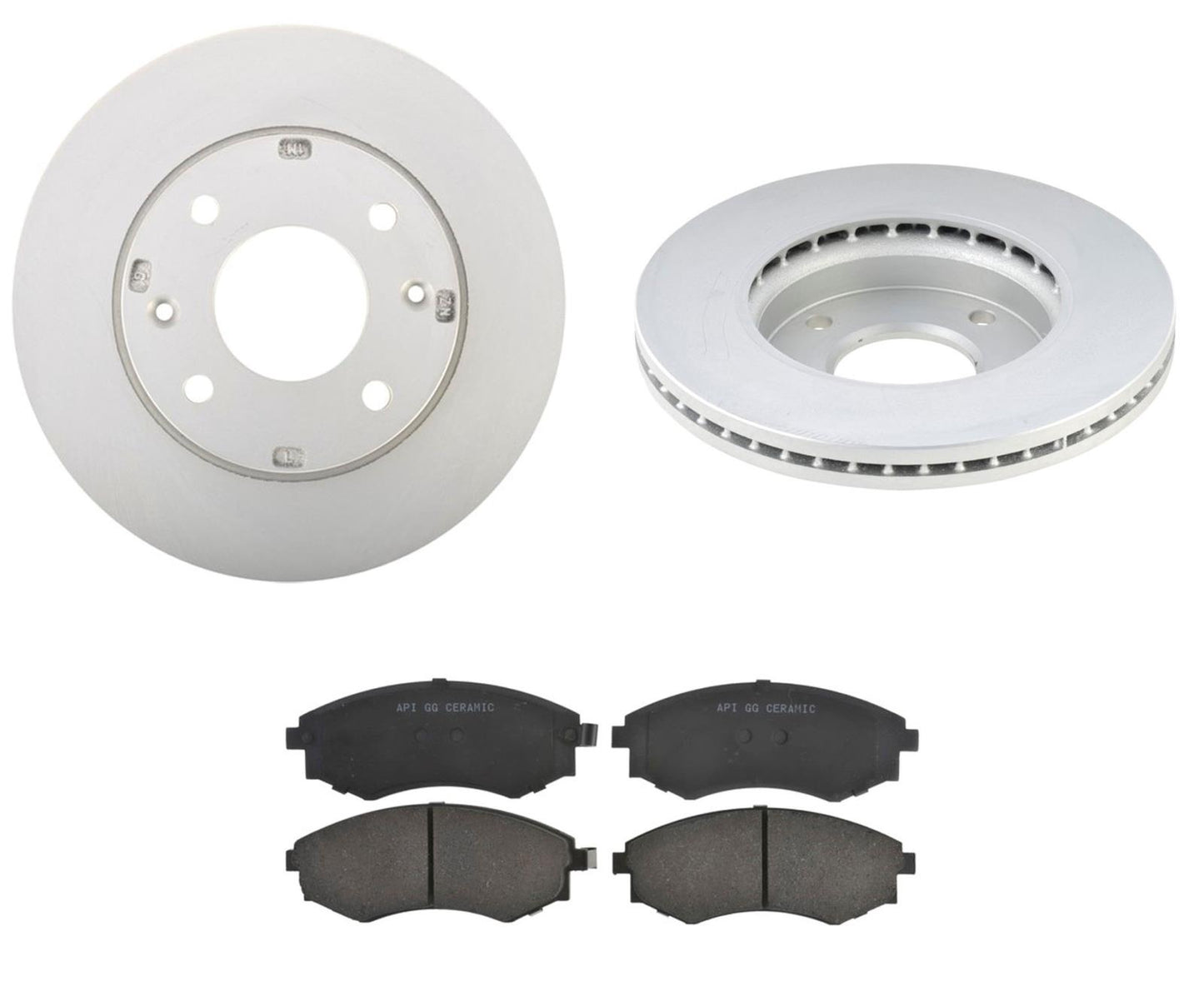 Fits 1999-2006 Hyundai Elantra Coated Front Brake Disc Rotors & Ceramic Pads