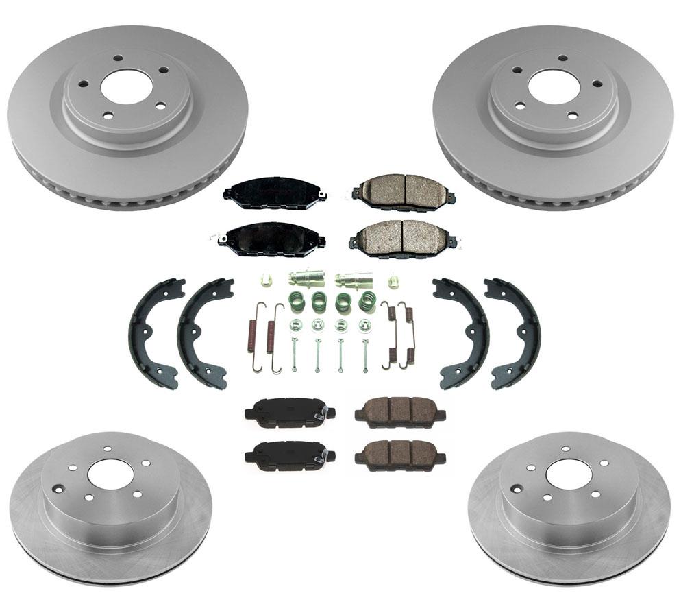 Kit de resorte de zapatas de freno, pastillas de freno, rotores delanteros y traseros para NISSAN MURANO 2015-2019