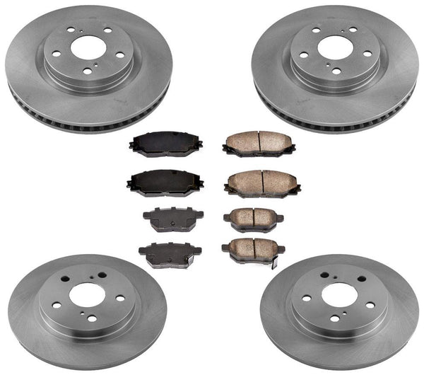 Front Rear Disc Brake Rotors and Ceramic Brake Pads for Toyota Corolla iM 17-18