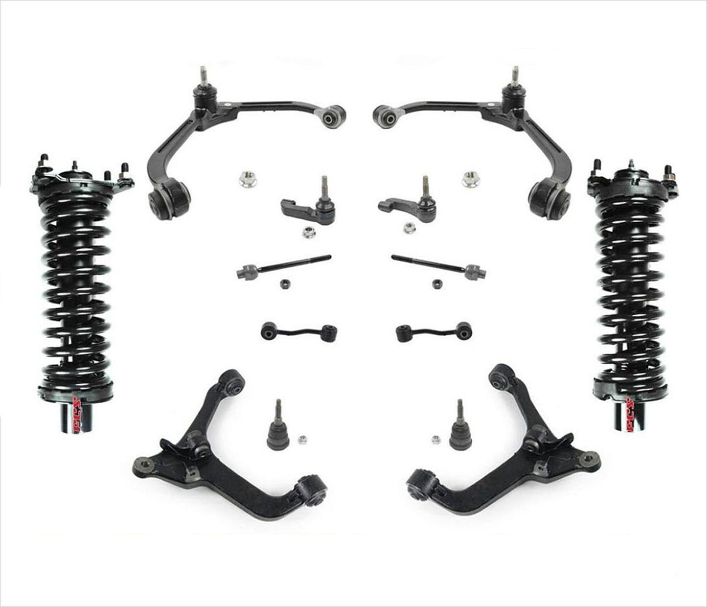 Fits 02-04 Jeep Liberty 14Pc Chassis Kit Control Arms Tie Rods Links Ball Joints