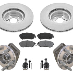 Front Wheel Bearings Brake Rotors Pads & Ball Joints Fits 09 - 04/14/10 Forester