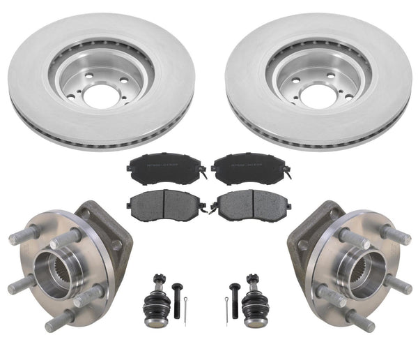 Front Wheel Bearings Brake Rotors Pads & Ball Joints Fits 09 - 04/14/10 Forester