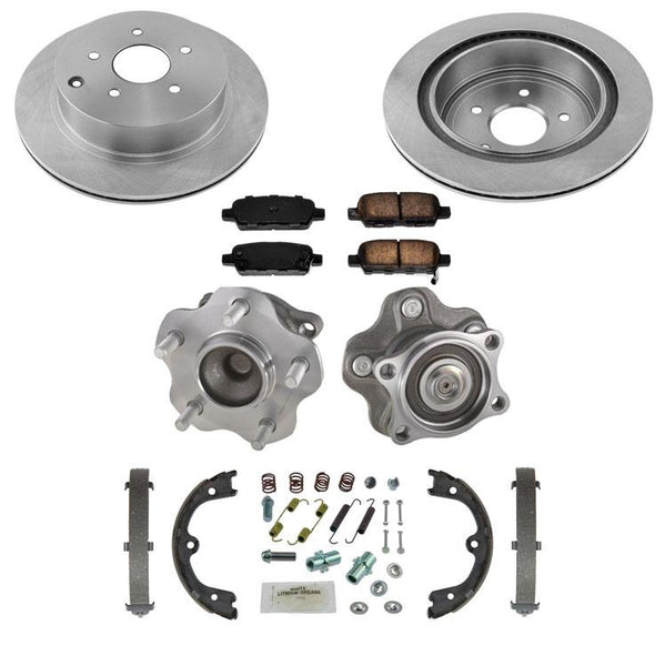 Rear Rotors Wheel Hubs Brake Pads Shoes Spring Kit for Nissan Quest 2004-2009