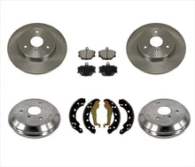 Se adapta a 05-15 Smart Car Smart Fortwo FRT y RR Rotores de freno Tambores Pastillas de freno Zapatas