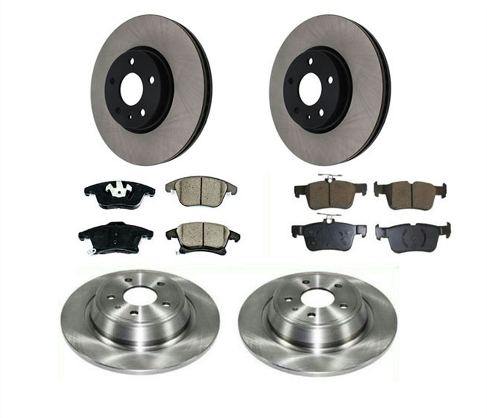 Front & Rear Brake Disc Rotor Rotors Ceramic Pad Pads for 2013-2014 Ford Fusion