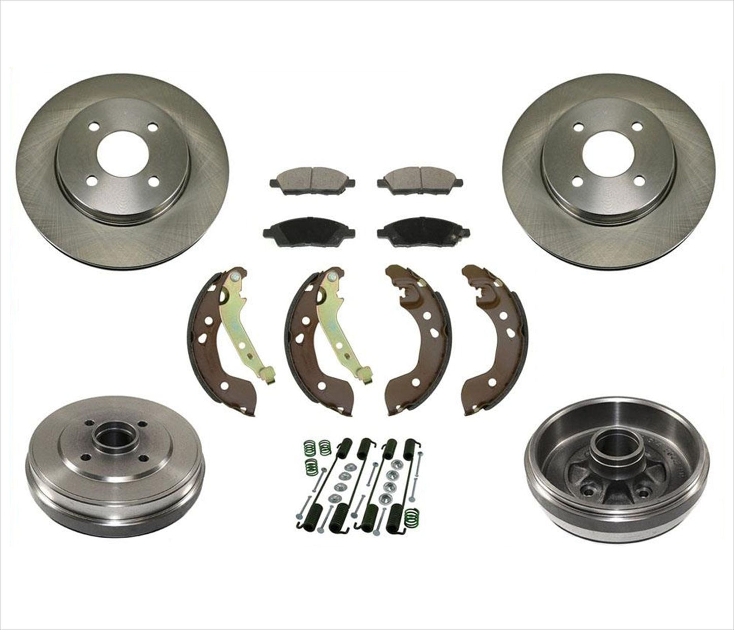 Front Rotors Brake Pads Drums Shoes Springs for Nissan Versa 1.6L Only 12-19