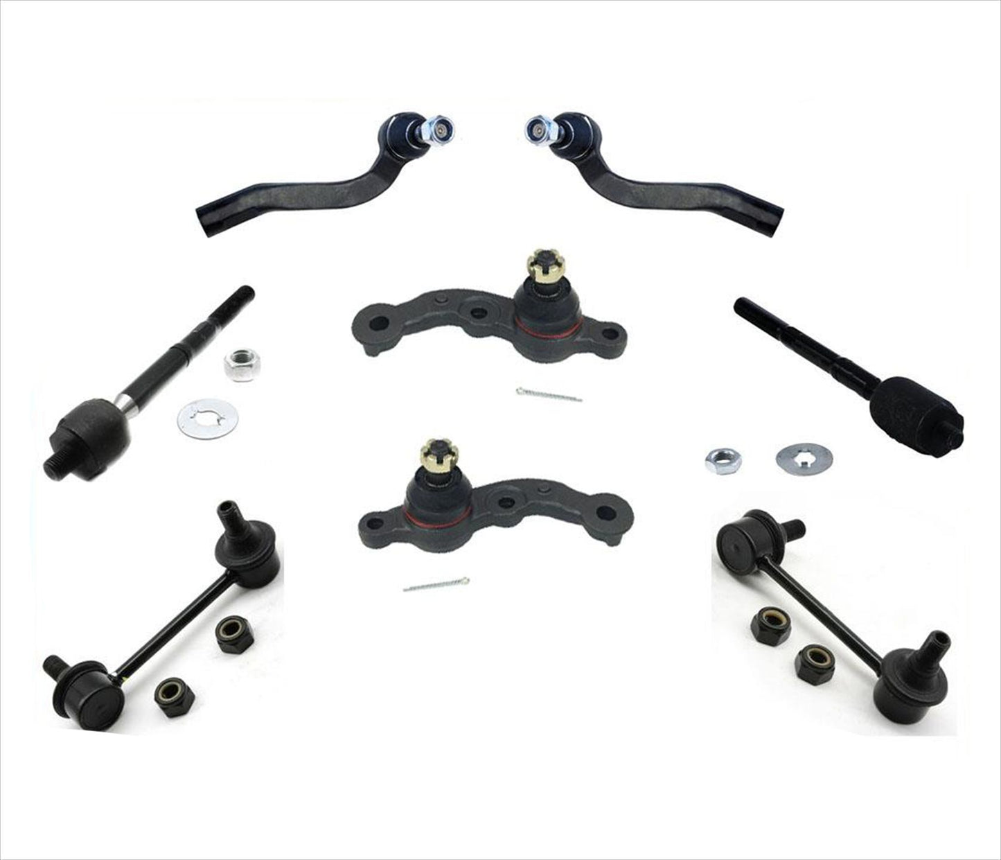 Lower Ball Joints Inner & Outer Tie Rods Sway Bar Links For 98-00 Lexus LS400