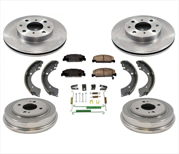 Brake Disc Rotors & Pads With Drums Brake Shoes Springs 99-00 Civic DX HX GX LX