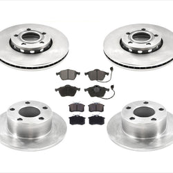 Rotores de freno FRT y RR y pastillas traseras de cerámica 6 piezas 00-03 VW Passat tracción delantera