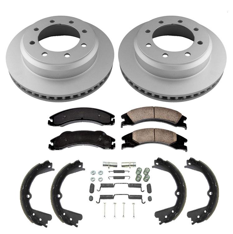 Rear Brake Rotors Pads Parking Shoes & Springs For Ford E150 E-150 2008-2014