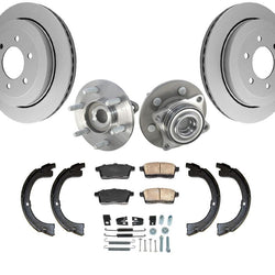 Pastillas de freno de rotores traseros, zapatas y rodamientos de cubo de rueda para Ford Expedition 07-10, 7 piezas