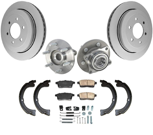 Pastillas de freno de rotores traseros, zapatas y rodamientos de cubo de rueda para Ford Expedition 07-10, 7 piezas