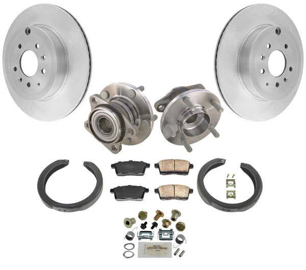 Rear Wheel Bearing & Hub & Rotors & Ceramic Pads 7PC for 07-15 Mazda CX9 AWD 4x4