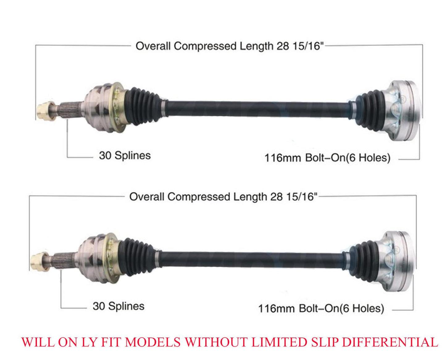 REAR CV Axles Fits 04-10 Touareg All Wheel Drive W/O Limited Slip Differential