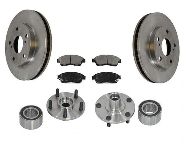 Front Brake Rotors Wheel Hub Bearings & Brake Pads for Toyota Camry 92-99 2.2L