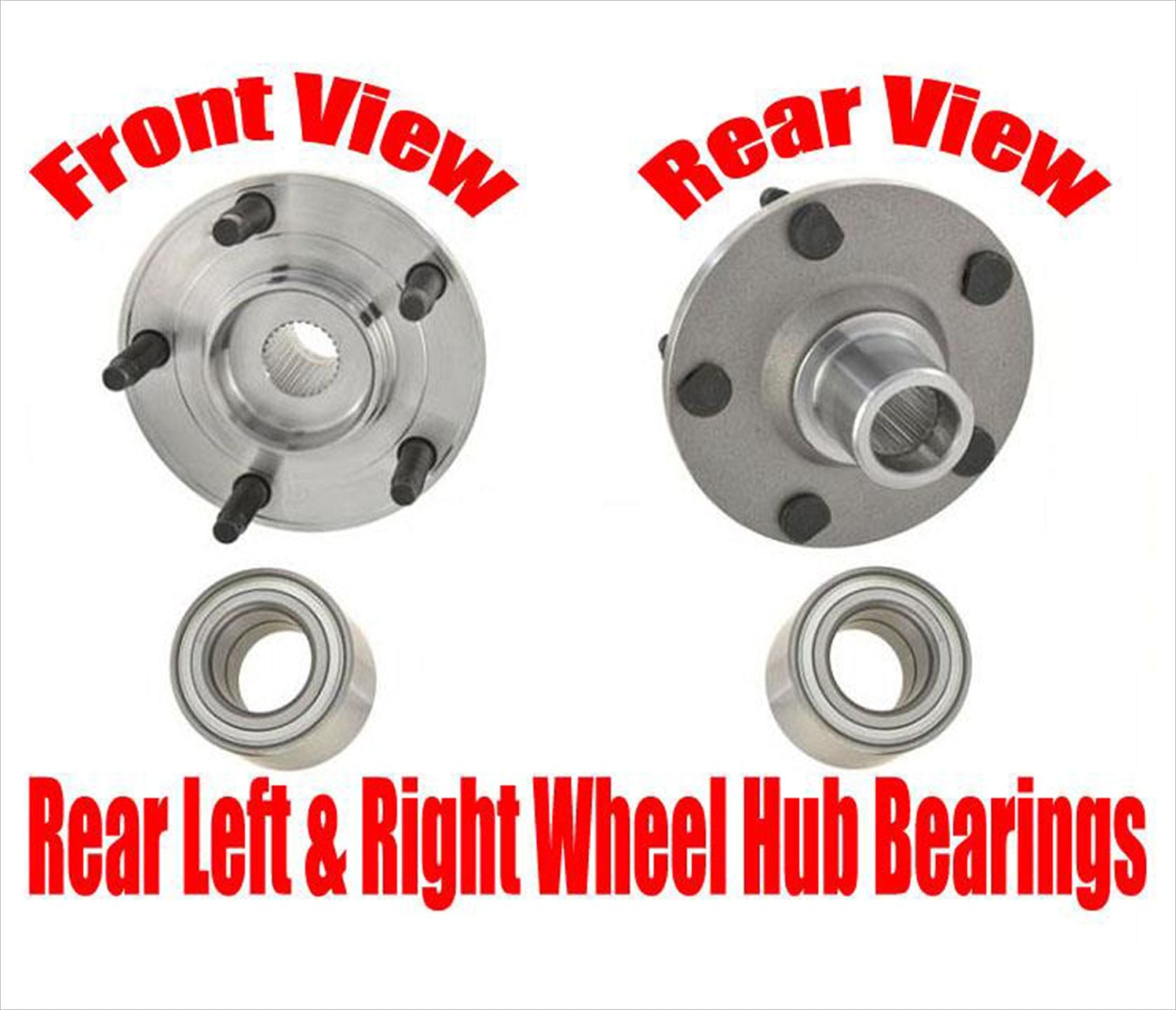 (2) REAR Wheel Bearing With Hub Kits for 4 Wheel Drive 01-12 Ford Escape