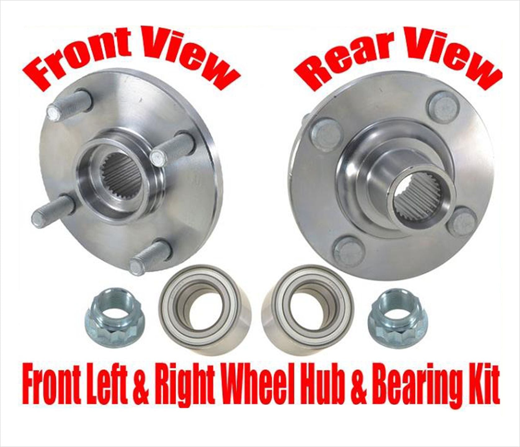 (2) FRONT Wheel Bearing With Hub Kits for Toyota Yaris 2006-2017