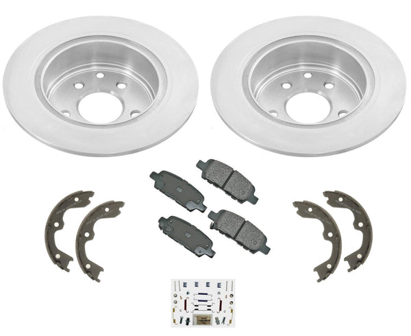 Pastillas de rotores de freno trasero, zapatas de freno de estacionamiento y herrajes para Nissan Altima 07-14