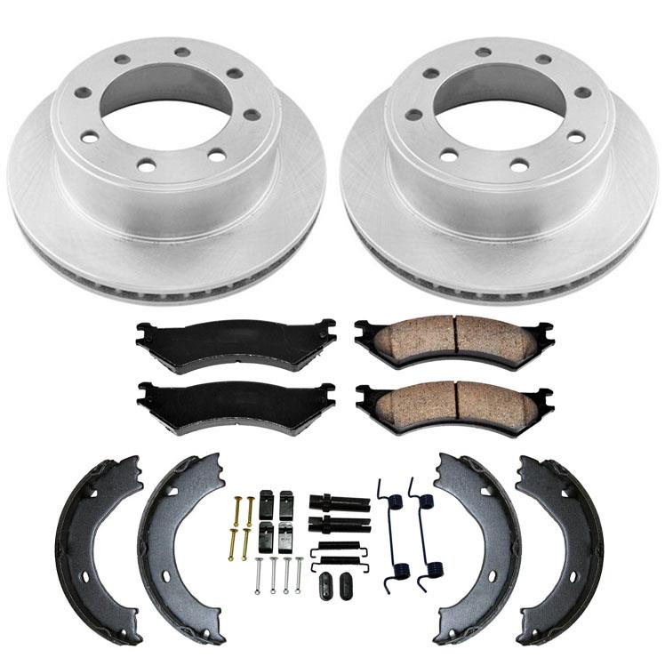 Rear Brake Rotors Brake Pads Brake Shoes Spring Kit for Ford E250 1999-2007