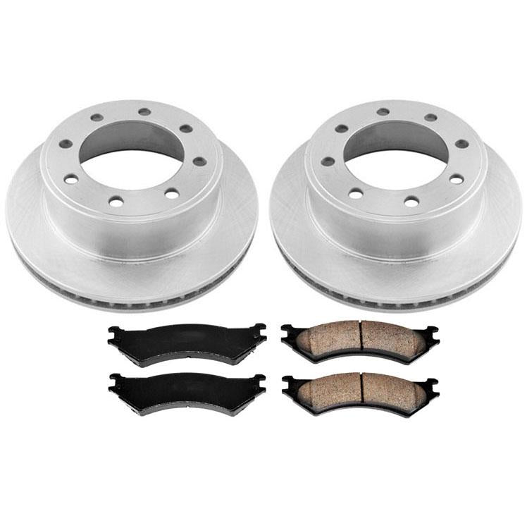 Rear Coated Disc Brake Rotors Ceramic Brake Pads 3pc for Ford Van E250 1999-2007