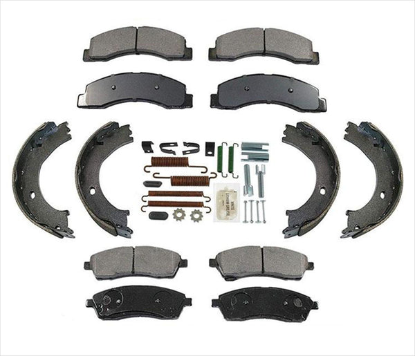 For 99-04 F250 Super Duty Front & Rear Disc Brake Pads Parking Shoes & Hardware