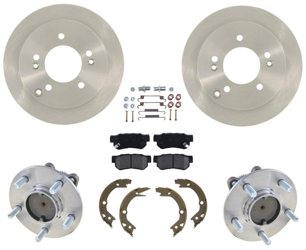 Rear Wheel Bearings Rotors Pads Parking Shoes & Hardware Fits 06-10 Sonata 3.3L