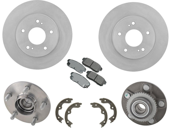 Rotores de cojinete de rueda trasera, pastillas de freno y zapatas de estacionamiento para Nissan Maxima 2003