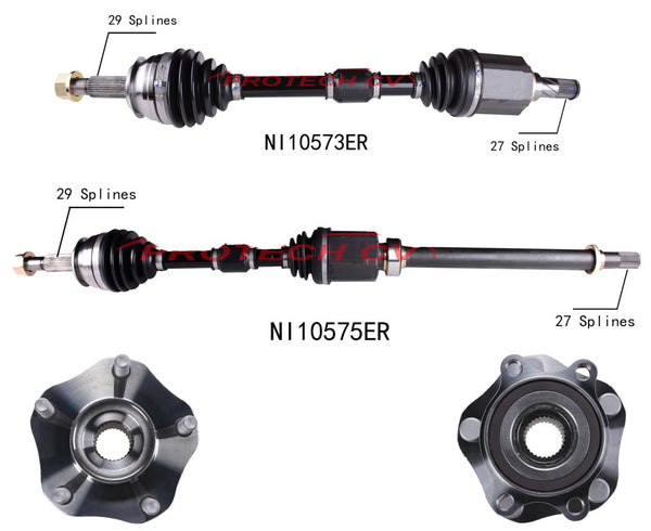 Front CV Axles Wheel Hub Bearings For 2014-2020 Nissan Rogue Front Wheel Drive