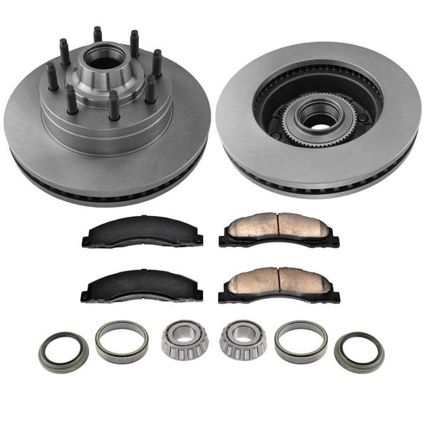 Front Rotors Brake Pads and Wheel Bearings for 08-14 Ford E150 08-15 E250 9 PCS