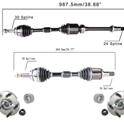 Front CV Axle & Wheel Hub Bearings Kits Fits Toyota Camry HYBRID 2.5L 12-17