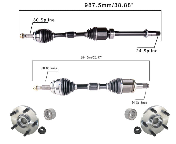 Kits de rodamientos de cubo de rueda y eje CV delantero para Toyota Camry HYBRID 2.5L 12-17