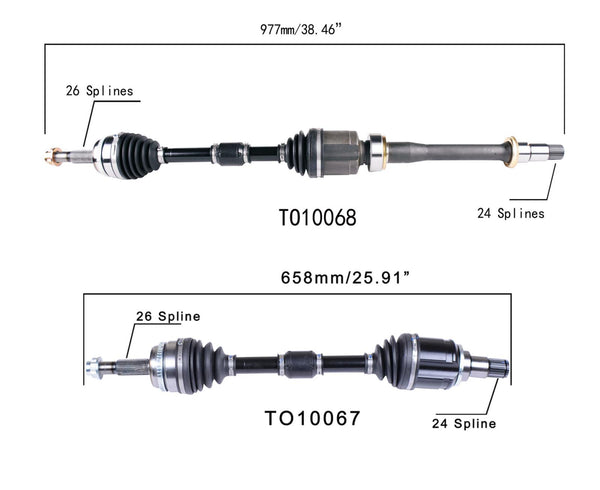 Front Left & Right CV Axles For 2012-2017 Toyota Camry 2.5L No Hybrid Models