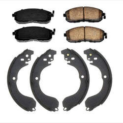 Pastillas de freno delanteras y zapatas de freno orgánicas traseras para Nissan Versa 07-12 Cube 09-13
