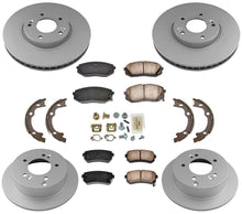 Kit de 8 piezas de rotores, pastillas de freno, zapatos, resorte, Kia Sportage, tracción delantera, 2012-2016