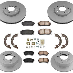 Kit de 8 piezas de rotores, pastillas de freno, zapatos, resorte, Kia Sportage, tracción delantera, 2012-2016