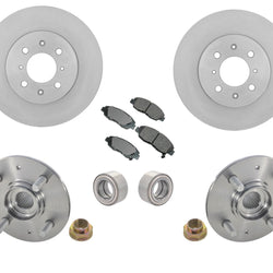 Rotores de freno delantero y pastillas de cerámica y rodamientos de cubo de rueda 01-05 Honda Civic 1.7L