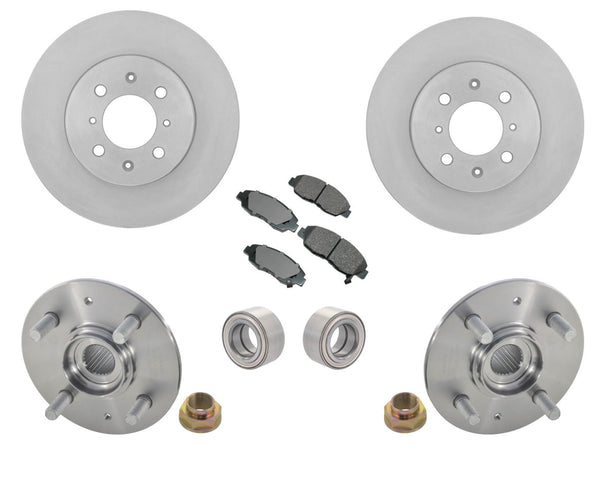 Rotores de freno delantero y pastillas de cerámica y rodamientos de cubo de rueda 01-05 Honda Civic 1.7L