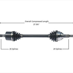 Eje de transmisión CV del lado del conductor delantero para Nissan Quest 04-09 automático de 5 velocidades