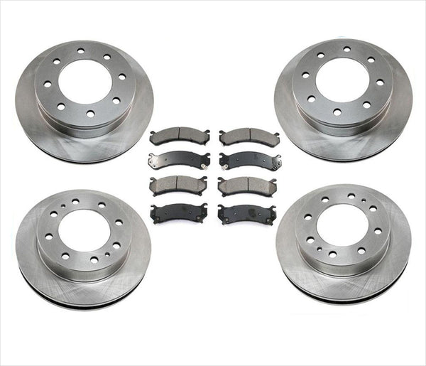 FRONT & REAR 4 Brake Rotors & 2 Ceramic Pads for 03-09 Hummer H2