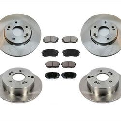 Front & Rear Disc Brake Rotors & Ceramic Brake Pads For Kia Rondo 2010 2011 2012