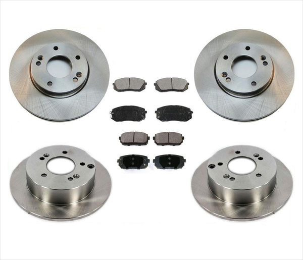 Front & Rear Disc Brake Rotors & Ceramic Brake Pads For Kia Rondo 2010 2011 2012
