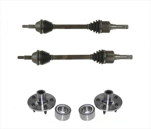 (2) Rear CV Axle Shafts (2) Wheel Hub Bearings L/R Fits 06-10 Explorer