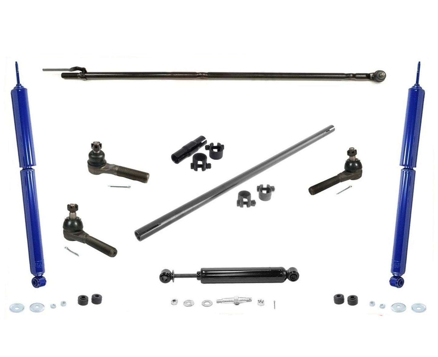 Kit de 9 piezas de amortiguadores delanteros con varillas de amarre de arrastre delantero para Jeep Wrangler 91-95
